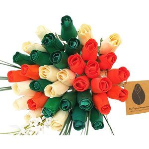 3 Dozen Irish Flag Saint Patty Day Flower Bouquet The Original Wooden Rose